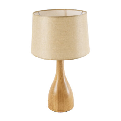 LEDTM® BERKBAY 02319 Boho Επιτραπέζιο Φωτιστικό Πορτατίφ Μονόφωτο 1 x E27 IP20 Μπεζ Ξύλο με Μπεζ Ύφασμα - Μ32 x Π32 x Υ55cm - Image 5