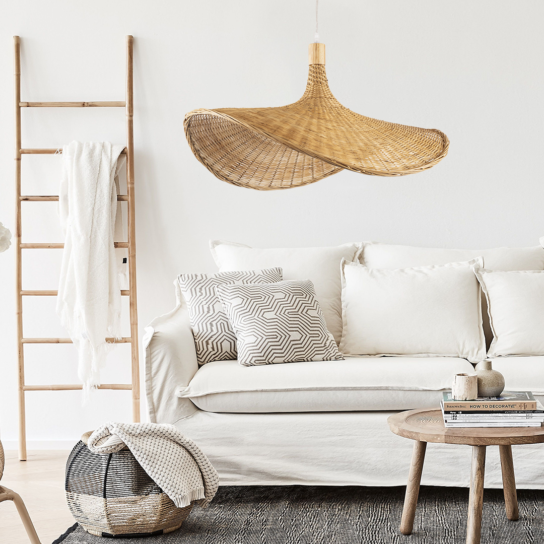 LEDTM® CUBA 01721 Boho Κρεμαστό Φωτιστικό Οροφής με Ντουί 1 x E27 AC 220-240V IP20 - Μπεζ - Μ64 x Π48 x Υ41cm - Image 12