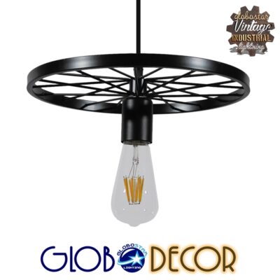 LEDTM® CASTOR 10001161 Vintage Κρεμαστό Φωτιστικό Πλέγμα Μονόφωτο 1 x E27 IP20 Μαύρο Μέταλλο - Μ30 x Π30 x Υ10cm - Image 3