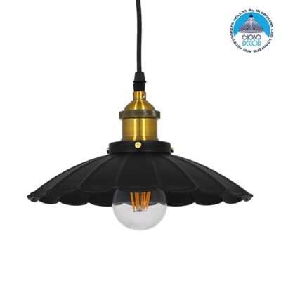 LEDTM® MARGI 10001166 Vintage Κρεμαστό Φωτιστικό Καμπάνα Μονόφωτο 1 x E27 IP20 Μαύρο & Χρυσό Μέταλλο - Μ25 x Π25 x Υ15cm - Image 3