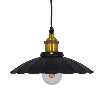 LEDTM® MARGI 10001166 Vintage Κρεμαστό Φωτιστικό Καμπάνα Μονόφωτο 1 x E27 IP20 Μαύρο & Χρυσό Μέταλλο - Μ25 x Π25 x Υ15cm - Image 5