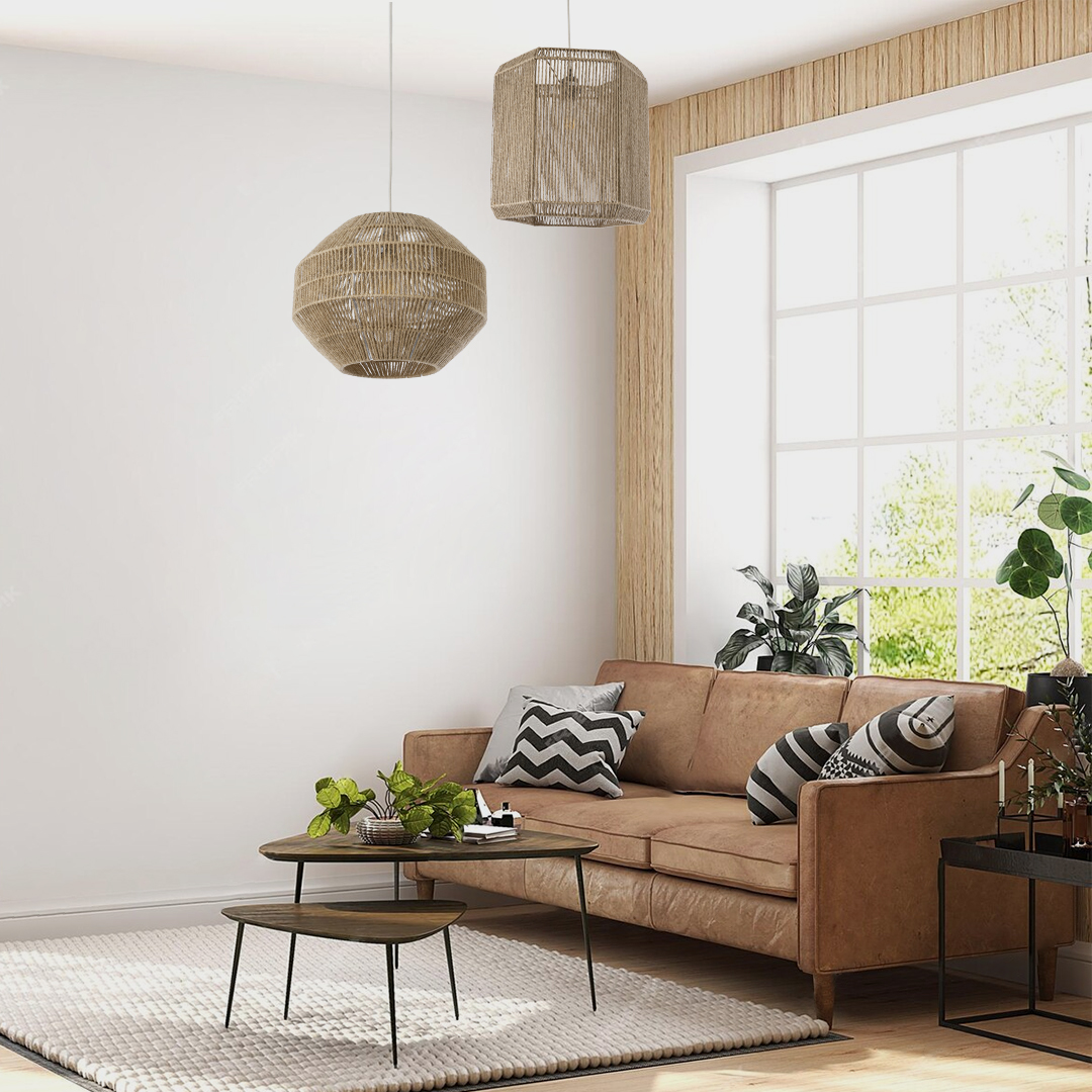 LEDTM® CAYMAN 00522 Boho Κρεμαστό Φωτιστικό Οροφής με Ντουί 1 x E27 AC 220-240V IP20 - Μπεζ - Μ40 x Π40 x Υ30cm - Image 11