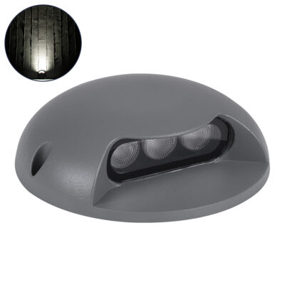 Alternative view of LEDTM® STEPLUNA 90623 Φωτιστικό Σκαλοπατιού / Διαδρόμου LED 3W 345lm 10° DC 24V Αδιάβροχο IP65 Φυσικό Λευκό 4500K Dimmable - Bridgelux SMD Chip - Γκρι Ανθρακί - Μ12 x Π12 x Υ3cm - 3 Χρόνια Εγγύηση