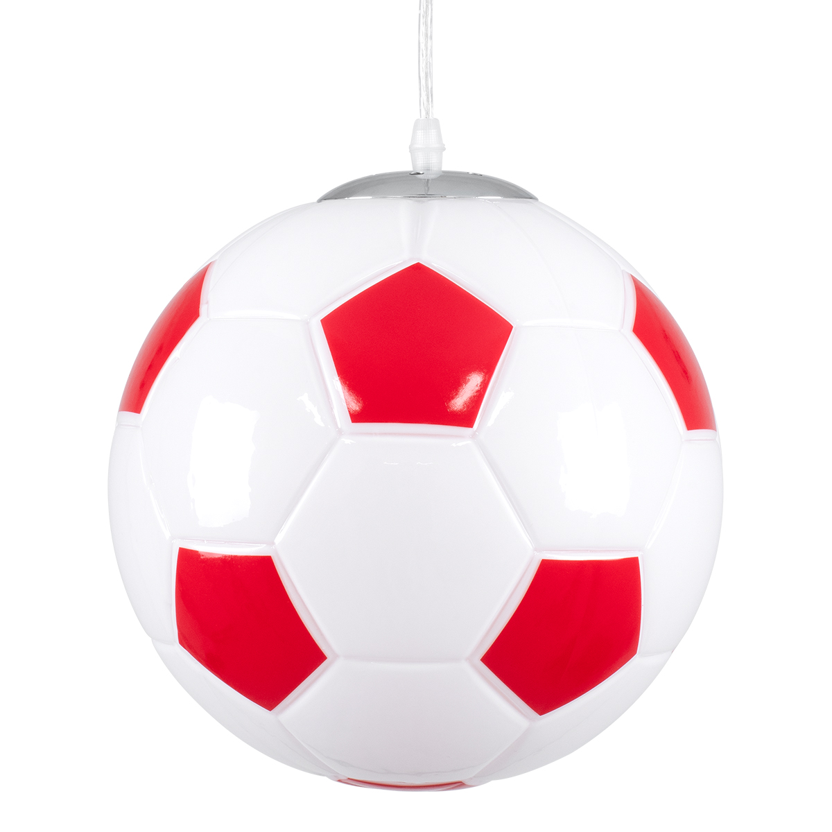 LEDTM® FOOTBALL 00646 Παιδικό Κρεμαστό Φωτιστικό Οροφής με Ντουί 1 x E27 AC 220-240V IP20 - Λευκό & Κόκκινο - Μ25 x Π25 x Υ25cm - Image 2
