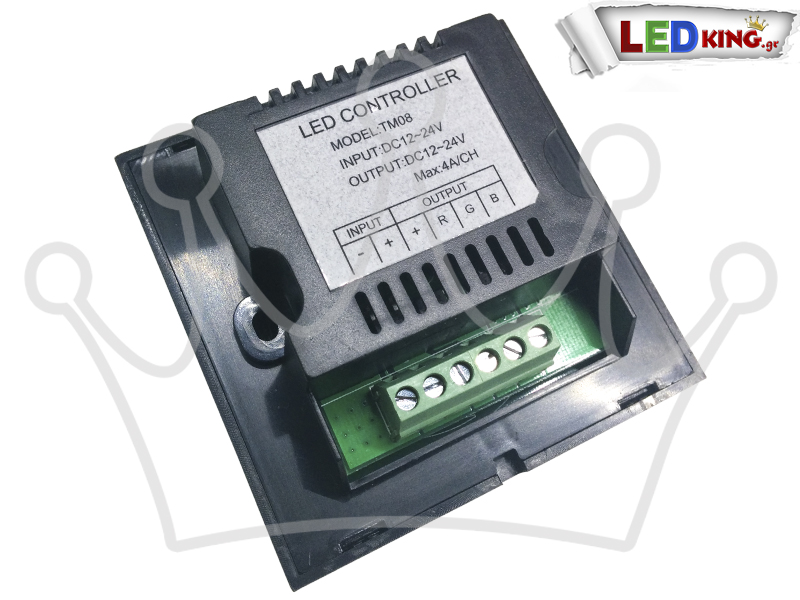 LED RGB Controller Μαύρο Τοίχου Αφής 12v (144w) - 24v (288w) DC LEDTM 77409 - Image 4