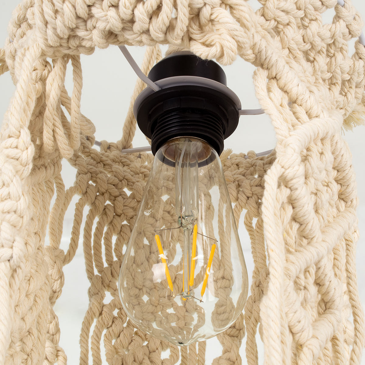 LEDTM® BAHRI 36211 Boho Κρεμαστό Φωτιστικό Οροφής με Ντουί 1 x E27 AC 220-240V IP20 - Μπεζ - Μ20 x Π20 x Υ65cm - Image 7