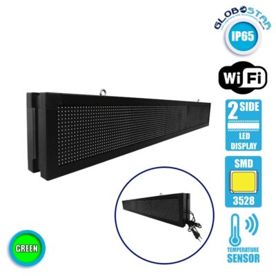 LEDTM®DISPLAY 90312 Κυλιόμενη Ψηφιακή Επιγραφή P10 Διπλής Όψης LED AC 220-240V Αδιάβροχο IP65 Πράσινο - WiFi Control μέσω FK APP - Αισθητήρας Θερμοκρασίας & Υγρασίας - Μ168 x Π12 x Υ24cm - 2 Χρόνια Εγγύηση - Image 3
