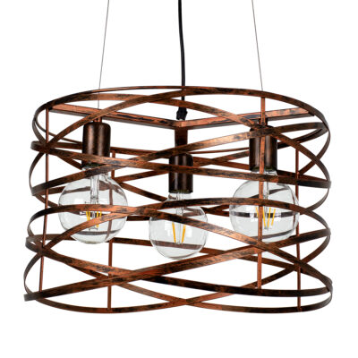 Alternative view of LEDTM® TOKEN 00856 Μοντέρνο Κρεμαστό Φωτιστικό Οροφής με Ντουί 3 x E27 AC 220-240V IP20 - Χάλκινο Εφέ Σκουριάς - Μ43 x Π43 x Υ29cm