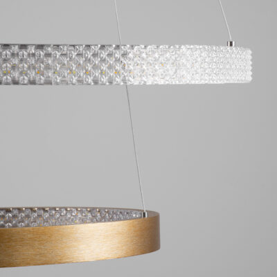 LEDTM® DIAMOND DUO 61151-DECO Κρεμαστό Φωτιστικό Δαχτυλίδι-Κύκλος LED CCT 75W 8743lm 360° AC 220-240V - Εναλλαγή Φωτισμού μέσω Τηλεχειριστηρίου All In One Ψυχρό 6000k+Φυσικό 4500k+Θερμό 2700k Dimmable Φ40+60cm - Χρυσό Βούρτσας - 3 Years Warranty - Image 8