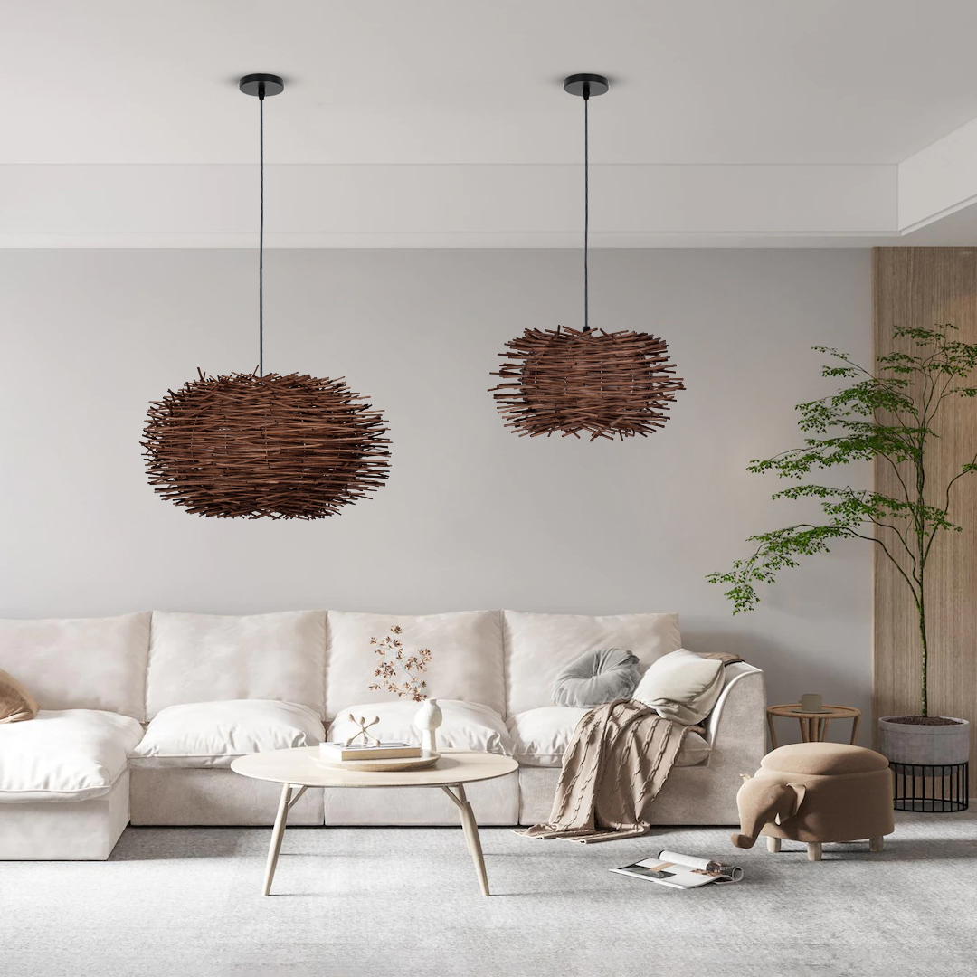 LEDTM® MINORCA 01733 Boho Κρεμαστό Φωτιστικό Οροφής με Ντουί 1 x E27 AC 220-240V IP20 - Καφέ - Μ35 x Π35 x Υ23cm - Image 12