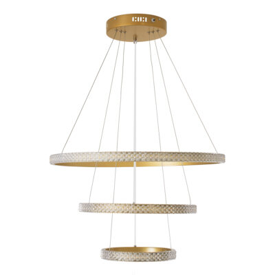 LEDTM® DIAMOND TRIO 61137-DECO Κρεμαστό Φωτιστικό Δαχτυλίδι-Κύκλος LED CCT 100W 12123lm 360° AC 220-240V - Εναλλαγή Φωτισμού μέσω Τηλεχειριστηρίου All In One Ψυχρό 6000k+Φυσικό 4500k+Θερμό 2700k Dimmable Φ25+40+60cm - Χρυσό Βούρτσας - 3 Years Warranty - Image 6