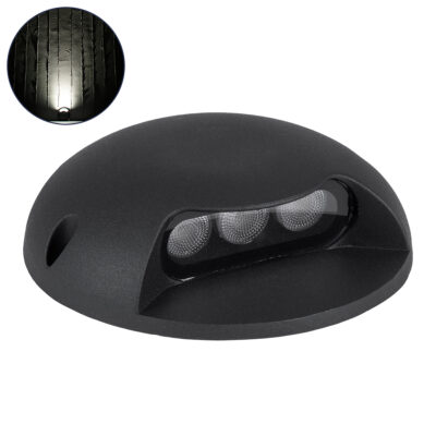 Alternative view of LEDTM® STEPLUNA 90617 Φωτιστικό Σκαλοπατιού / Διαδρόμου LED 3W 345lm 10° DC 24V Αδιάβροχο IP65 Φυσικό Λευκό 4500K Dimmable - Bridgelux SMD Chip - Μαύρο Ματ - Μ12 x Π12 x Υ3cm - 3 Χρόνια Εγγύηση