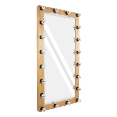 Alternative view of LEDTM® MAKEUP MIRROR-160x80-1 Μοντέρνος Καθρέπτης Μακιγιάζ με Πλαίσιο Φυσικού Ξύλου με Διακόπτη On/Off 20 x E27 AC220-240V - Μ80 x Π7 x Υ160cm - Μπεζ Δρυς