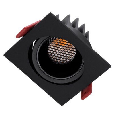 LEDTM® LEO-SQ 60293 Χωνευτό LED Spot Downlight TrimLess Μ8.5xΠ8.5cm 10W 1250lm 38° AC 220-240V IP20 Μ8.5 x Π8.5 x Υ6.6cm - Τετράγωνο - Κινούμενο - Μαύρο & Anti-Glare HoneyComb - Θερμό Λευκό 2700K - Bridgelux COB - 5 Years Warranty - Image 3