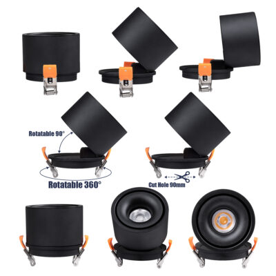 LEDTM® OMEGA-R 60296 Χωνευτό LED Spot Downlight TrimLess Φ10cm 12W 1560lm 36° AC 220-240V IP20 Φ10 x Υ8.2cm - Στρόγγυλο - Μαύρο - Φυσικό Λευκό 4500K - Bridgelux COB - 5 Years Warranty - Image 4