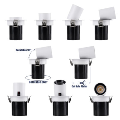 LEDTM® VIRGO-S 60302 Χωνευτό LED Spot Downlight TrimLess Φ9cm 7W 910lm 36° AC 220-240V IP20 Φ9cm x Υ9cm - Στρόγγυλο - Λευκό με Μαύρο Κάτοπτρο - Φυσικό Λευκό 4500K - Bridgelux COB - 5 Years Warranty - Image 4