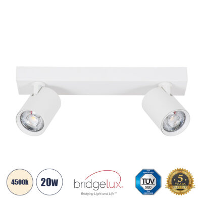 LEDTM® LEONARDO 60347 Μοντέρνο Φωτιστικό Οροφής Ράγα με Κινούμενα Σποτ LED Spot Downlight 20W 2400lm 60° AC 220-240V IP20 Μ32 x Π7 x Υ11.8cm - Λευκό - Φυσικό Λευκό 4500K - Bridgelux COB - 5 Years Warranty
