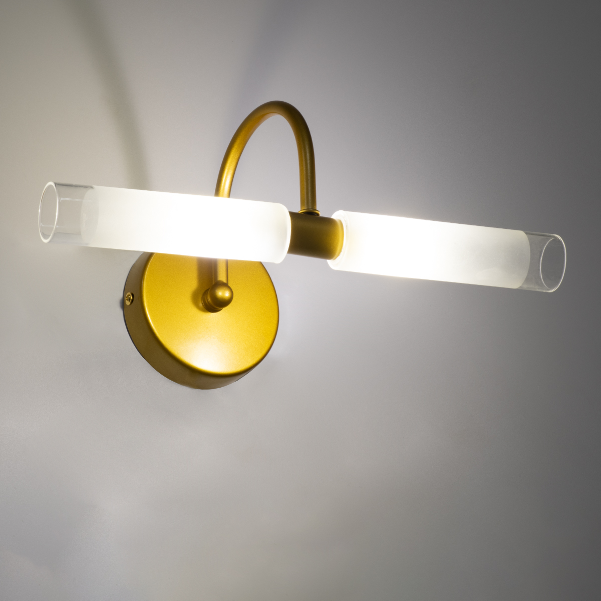 LEDTM® PAOLA 60417 Μοντέρνο Φωτιστικό Τοίχου - Απλίκα Καθρέπτη Μπάνιου με Ντουί 2 x G9 AC 220-240V IP44 - Χρυσό Βούρτσας & Λευκό - Μ31 x Π16 x Υ15cm - Image 9