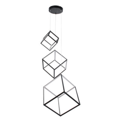 LEDTM® KIBOO-TRIO 60931 Κρεμαστό Φωτιστικό Οροφής Design LED CCT 90W 10350lm 360° AC 220-240V - Εναλλαγή Φωτισμού μέσω Τηλεχειριστηρίου All In One Ψυχρό 6000k+Φυσικό 4500k+Θερμό 2700k Dimmable Μ60 x Π60 x Υ80cm - Μαύρο - 3 Years Warranty - Image 4