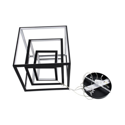 LEDTM® KIBOO-TRIO 60931 Κρεμαστό Φωτιστικό Οροφής Design LED CCT 90W 10350lm 360° AC 220-240V - Εναλλαγή Φωτισμού μέσω Τηλεχειριστηρίου All In One Ψυχρό 6000k+Φυσικό 4500k+Θερμό 2700k Dimmable Μ60 x Π60 x Υ80cm - Μαύρο - 3 Years Warranty - Image 8