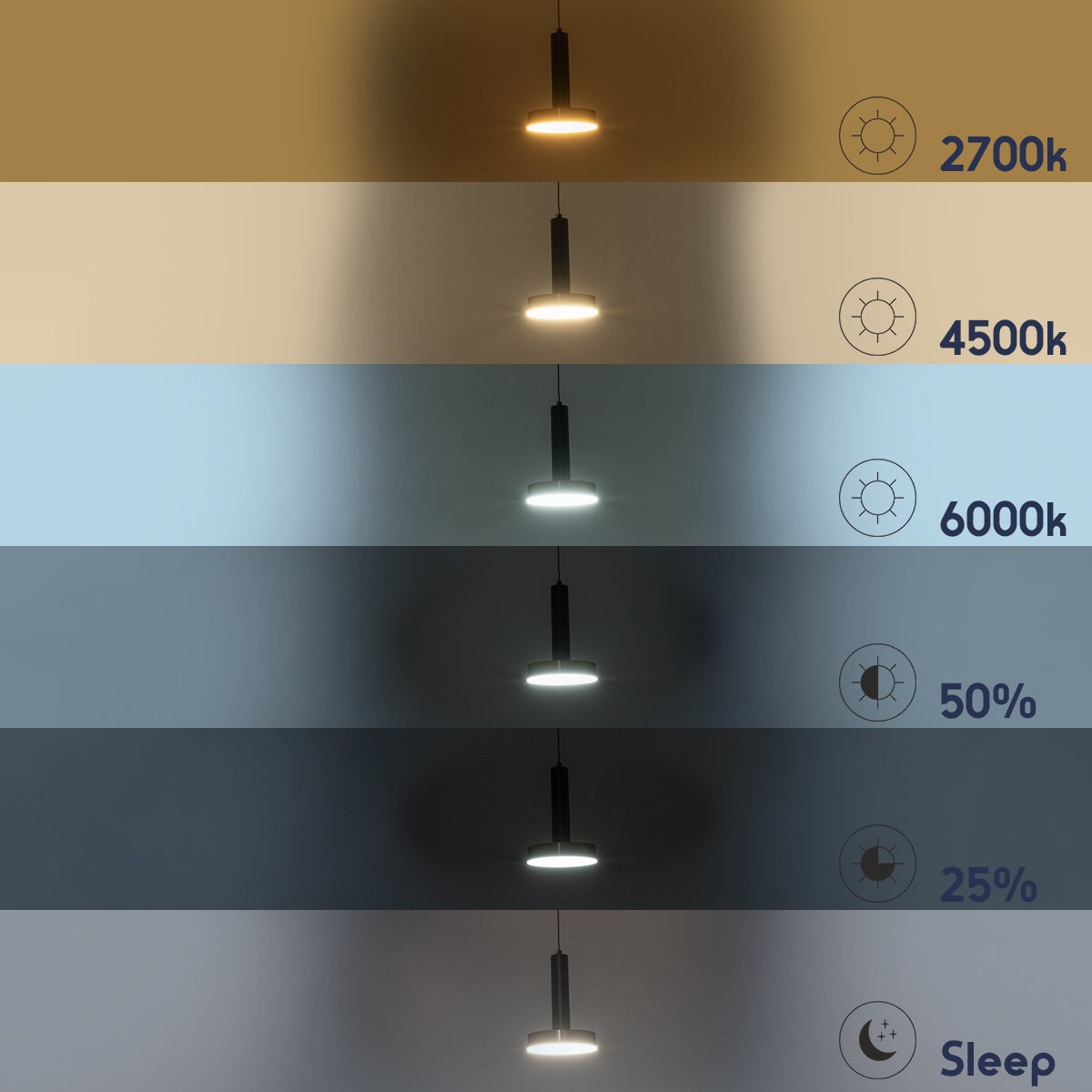 LEDTM® ZANE 60933 Μοντέρνο Κρεμαστό Φωτιστικό Οροφής LED 18W 2016lm 120° AC 220-240V IP20 Ρυθμιζόμενο Λευκό CCT με Χειριστήριο από 2700K έως 6000K Dimmable - Lumileds SMD Chip - Μαύρο Ματ & Χρυσό - Μ15 x Π15 x Υ20cm - 3 Χρόνια Εγγύηση - Image 12