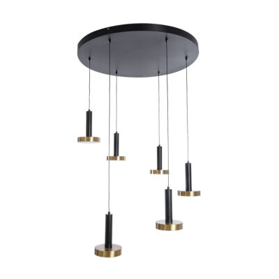 LEDTM® ZANE 60935 Κρεμαστό Φωτιστικό Design LED CCT 100W 11200lm 120° AC 220-240V IP20 - Εναλλαγή Φωτισμού μέσω Τηλεχειριστηρίου All In One Ψυχρό 6000k+Φυσικό 4500k+Θερμό 2700k Dimmable - Φ80 x Υ20cm - Μαύρο & Χρυσό - 3 Χρόνια Εγγύηση - Image 6