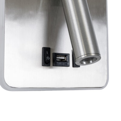 LEDTM® LADY-S 60945 Μοντέρνο Φωτιστικό Τοίχου - Απλίκα Ξενοδοχείου Bed Side LED 6W 600lm 36° & 360° AC 220-240V - Reading Light & Κρυφός Φωτισμός - Φορτιστής USB 3A - Μ15 x Π15 x Υ7cm - Φυσικό Λευκό 4500K - Νίκελ Βούρτσας- 3 Χρόνια Εγγύηση - Image 5