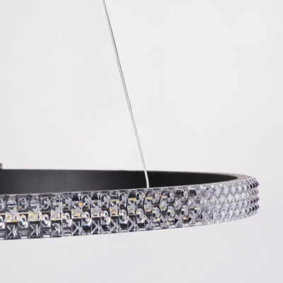 LEDTM® DIAMOND 61130 Μοντέρνο Κρεμαστό Φωτιστικό Οροφής LED 45W 5230lm 360° AC 220-240V IP20 Ρυθμιζόμενο Λευκό CCT με Χειριστήριο από 2700K έως 6000K Dimmable - Lumileds SMD Chip - Μαυρό Ματ - Μ60 x Π60 x Υ3cm - 3 Χρόνια Εγγύηση - Image 6