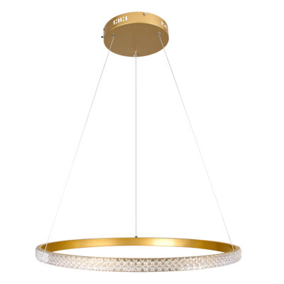 LEDTM® DIAMOND 61131 Μοντέρνο Κρεμαστό Φωτιστικό Οροφής LED 45W 5230lm 360° AC 220-240V IP20 Ρυθμιζόμενο Λευκό CCT με Χειριστήριο από 2700K έως 6000K Dimmable - Lumileds SMD Chip - Χρυσό Βούρτσας - Μ60 x Π60 x Υ3cm - 3 Χρόνια Εγγύηση - Image 5