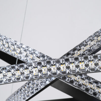 LEDTM® DIAMOND TRIO 61136-DECO Κρεμαστό Φωτιστικό Δαχτυλίδι-Κύκλος LED CCT 100W 12123lm 360° AC 220-240V - Εναλλαγή Φωτισμού μέσω Τηλεχειριστηρίου All In One Ψυχρό 6000k+Φυσικό 4500k+Θερμό 2700k Dimmable Φ25+40+60cm - Μαύρο - 3 Years Warranty - Image 4