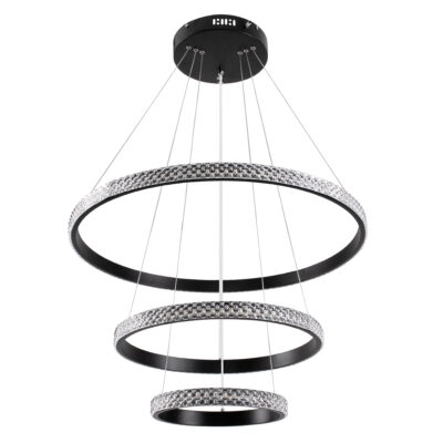 LEDTM® DIAMOND TRIO 61136-DECO Κρεμαστό Φωτιστικό Δαχτυλίδι-Κύκλος LED CCT 100W 12123lm 360° AC 220-240V - Εναλλαγή Φωτισμού μέσω Τηλεχειριστηρίου All In One Ψυχρό 6000k+Φυσικό 4500k+Θερμό 2700k Dimmable Φ25+40+60cm - Μαύρο - 3 Years Warranty - Image 5