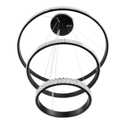 LEDTM® DIAMOND TRIO 61136-DECO Κρεμαστό Φωτιστικό Δαχτυλίδι-Κύκλος LED CCT 100W 12123lm 360° AC 220-240V - Εναλλαγή Φωτισμού μέσω Τηλεχειριστηρίου All In One Ψυχρό 6000k+Φυσικό 4500k+Θερμό 2700k Dimmable Φ25+40+60cm - Μαύρο - 3 Years Warranty - Image 7