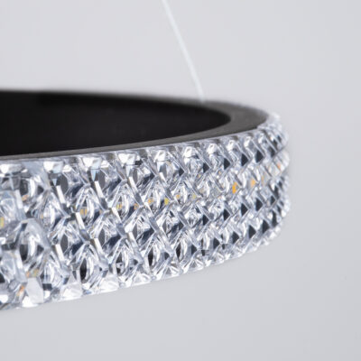 LEDTM® DIAMOND TRIO 61136-DECO Κρεμαστό Φωτιστικό Δαχτυλίδι-Κύκλος LED CCT 100W 12123lm 360° AC 220-240V - Εναλλαγή Φωτισμού μέσω Τηλεχειριστηρίου All In One Ψυχρό 6000k+Φυσικό 4500k+Θερμό 2700k Dimmable Φ25+40+60cm - Μαύρο - 3 Years Warranty - Image 8