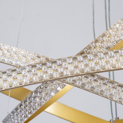 LEDTM® DIAMOND TRIO 61139-DECO Κρεμαστό Φωτιστικό Δαχτυλίδι-Κύκλος LED CCT 120W 14723lm 360° AC 220-240V - Εναλλαγή Φωτισμού μέσω Τηλεχειριστηρίου All In One Ψυχρό 6000k+Φυσικό 4500k+Θερμό 2700k Dimmable Φ40+60+80cm - Χρυσό Βούρτσας - 3 Years Warranty - Image 4
