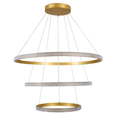 LEDTM® DIAMOND TRIO 61139-DECO Κρεμαστό Φωτιστικό Δαχτυλίδι-Κύκλος LED CCT 120W 14723lm 360° AC 220-240V - Εναλλαγή Φωτισμού μέσω Τηλεχειριστηρίου All In One Ψυχρό 6000k+Φυσικό 4500k+Θερμό 2700k Dimmable Φ40+60+80cm - Χρυσό Βούρτσας - 3 Years Warranty - Image 6