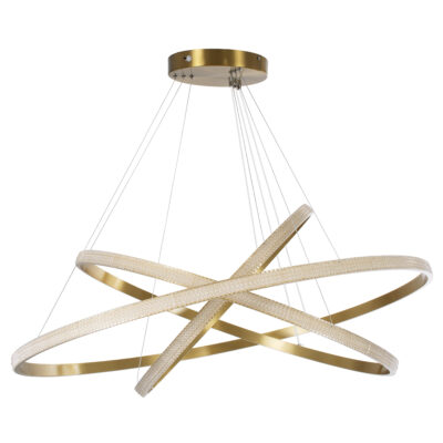 LEDTM® DIAMOND TRIO 61141-DECO Κρεμαστό Φωτιστικό Δαχτυλίδι-Κύκλος LED CCT 150W 18379lm 360° AC 220-240V - Εναλλαγή Φωτισμού μέσω Τηλεχειριστηρίου All In One Ψυχρό 6000k+Φυσικό 4500k+Θερμό 2700k Dimmable Φ60+80+100cm - Χρυσό Βούρτσας - 3 Years Warrant - Image 3