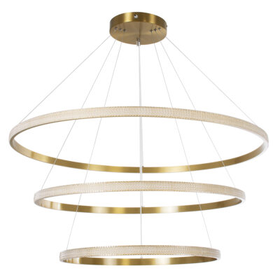 LEDTM® DIAMOND TRIO 61141-DECO Κρεμαστό Φωτιστικό Δαχτυλίδι-Κύκλος LED CCT 150W 18379lm 360° AC 220-240V - Εναλλαγή Φωτισμού μέσω Τηλεχειριστηρίου All In One Ψυχρό 6000k+Φυσικό 4500k+Θερμό 2700k Dimmable Φ60+80+100cm - Χρυσό Βούρτσας - 3 Years Warrant - Image 5