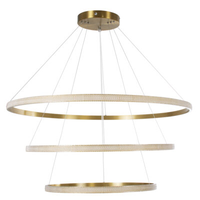 LEDTM® DIAMOND TRIO 61141-DECO Κρεμαστό Φωτιστικό Δαχτυλίδι-Κύκλος LED CCT 150W 18379lm 360° AC 220-240V - Εναλλαγή Φωτισμού μέσω Τηλεχειριστηρίου All In One Ψυχρό 6000k+Φυσικό 4500k+Θερμό 2700k Dimmable Φ60+80+100cm - Χρυσό Βούρτσας - 3 Years Warrant - Image 6