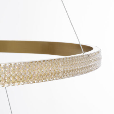 LEDTM® DIAMOND TRIO 61141-DECO Κρεμαστό Φωτιστικό Δαχτυλίδι-Κύκλος LED CCT 150W 18379lm 360° AC 220-240V - Εναλλαγή Φωτισμού μέσω Τηλεχειριστηρίου All In One Ψυχρό 6000k+Φυσικό 4500k+Θερμό 2700k Dimmable Φ60+80+100cm - Χρυσό Βούρτσας - 3 Years Warrant - Image 8