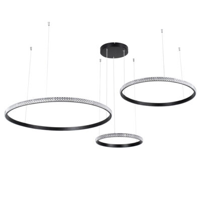 LEDTM® DIAMOND TRIO 61144 Μοντέρνο Κρεμαστό Φωτιστικό Οροφής LED 120W 14723lm 360° AC 220-240V IP20 Ρυθμιζόμενο Λευκό CCT με Χειριστήριο από 2700K έως 6000K Dimmable - Lumileds SMD Chip - Μαυρό Ματ - Μ150 x Π150 x Υ60cm - 3 Χρόνια Εγγύηση - Image 3