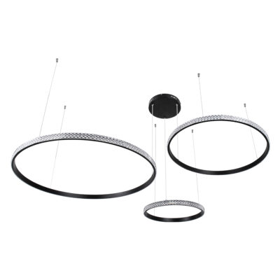 LEDTM® DIAMOND TRIO 61144 Μοντέρνο Κρεμαστό Φωτιστικό Οροφής LED 120W 14723lm 360° AC 220-240V IP20 Ρυθμιζόμενο Λευκό CCT με Χειριστήριο από 2700K έως 6000K Dimmable - Lumileds SMD Chip - Μαυρό Ματ - Μ150 x Π150 x Υ60cm - 3 Χρόνια Εγγύηση - Image 4