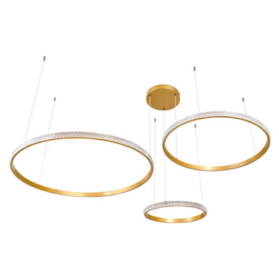 LEDTM® DIAMOND TRIO 61145 Μοντέρνο Κρεμαστό Φωτιστικό Οροφής LED 120W 14723lm 360° AC 220-240V IP20 Ρυθμιζόμενο Λευκό CCT με Χειριστήριο από 2700K έως 6000K Dimmable - Lumileds SMD Chip - Χρυσό Βούρτσας - Μ150 x Π150 x Υ60cm - 3 Χρόνια Εγγύηση - Image 4