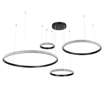 LEDTM® DIAMOND TETRA 61148 Κρεμαστό Φωτιστικό Δαχτυλίδι-Κύκλος LED CCT 150W 18379lm 360° AC 220-240V - Εναλλαγή Φωτισμού μέσω Τηλεχειριστηρίου All In One Ψυχρό 6000k+Φυσικό 4500k+Θερμό 2700k Dimmable Φ25+40+60+80cm - Μαύρο - 3 Years Warranty - Image 3