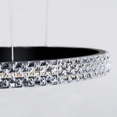 LEDTM® DIAMOND TETRA 61148 Κρεμαστό Φωτιστικό Δαχτυλίδι-Κύκλος LED CCT 150W 18379lm 360° AC 220-240V - Εναλλαγή Φωτισμού μέσω Τηλεχειριστηρίου All In One Ψυχρό 6000k+Φυσικό 4500k+Θερμό 2700k Dimmable Φ25+40+60+80cm - Μαύρο - 3 Years Warranty - Image 5