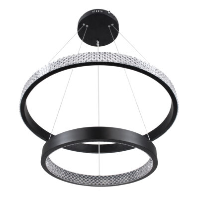 LEDTM® DIAMOND DUO 61150 Μοντέρνο Κρεμαστό Φωτιστικό Οροφής LED 75W 8743lm 360° AC 220-240V IP20 Ρυθμιζόμενο Λευκό CCT με Χειριστήριο από 2700K έως 6000K Dimmable - Lumileds SMD Chip - Μαυρό Ματ - Μ60 x Π60 x Υ40cm - 3 Χρόνια Εγγύηση - Image 5