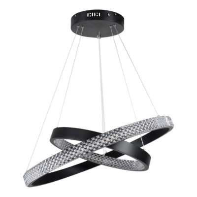 LEDTM® DIAMOND DUO 61150-DECO Κρεμαστό Φωτιστικό Δαχτυλίδι-Κύκλος LED CCT 75W 8743lm 360° AC 220-240V - Εναλλαγή Φωτισμού μέσω Τηλεχειριστηρίου All In One Ψυχρό 6000k+Φυσικό 4500k+Θερμό 2700k Dimmable Φ40+60cm - Μαύρο - 3 Years Warranty - Image 3