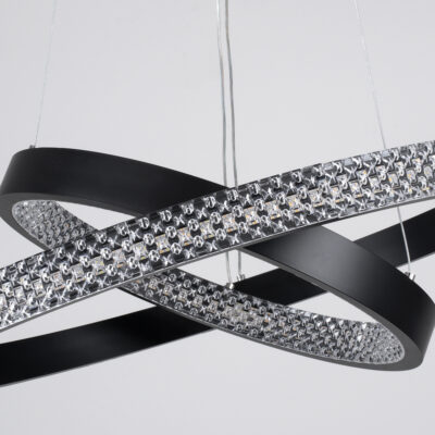 LEDTM® DIAMOND DUO 61150-DECO Κρεμαστό Φωτιστικό Δαχτυλίδι-Κύκλος LED CCT 75W 8743lm 360° AC 220-240V - Εναλλαγή Φωτισμού μέσω Τηλεχειριστηρίου All In One Ψυχρό 6000k+Φυσικό 4500k+Θερμό 2700k Dimmable Φ40+60cm - Μαύρο - 3 Years Warranty - Image 4