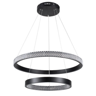 LEDTM® DIAMOND DUO 61150-DECO Κρεμαστό Φωτιστικό Δαχτυλίδι-Κύκλος LED CCT 75W 8743lm 360° AC 220-240V - Εναλλαγή Φωτισμού μέσω Τηλεχειριστηρίου All In One Ψυχρό 6000k+Φυσικό 4500k+Θερμό 2700k Dimmable Φ40+60cm - Μαύρο - 3 Years Warranty - Image 5