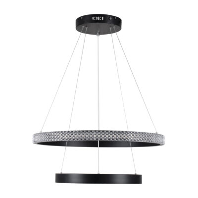 LEDTM® DIAMOND DUO 61150-DECO Κρεμαστό Φωτιστικό Δαχτυλίδι-Κύκλος LED CCT 75W 8743lm 360° AC 220-240V - Εναλλαγή Φωτισμού μέσω Τηλεχειριστηρίου All In One Ψυχρό 6000k+Φυσικό 4500k+Θερμό 2700k Dimmable Φ40+60cm - Μαύρο - 3 Years Warranty - Image 6