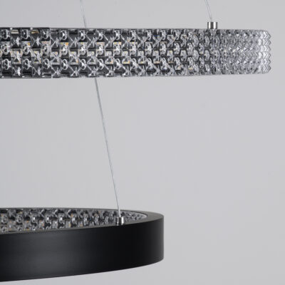 LEDTM® DIAMOND DUO 61150-DECO Κρεμαστό Φωτιστικό Δαχτυλίδι-Κύκλος LED CCT 75W 8743lm 360° AC 220-240V - Εναλλαγή Φωτισμού μέσω Τηλεχειριστηρίου All In One Ψυχρό 6000k+Φυσικό 4500k+Θερμό 2700k Dimmable Φ40+60cm - Μαύρο - 3 Years Warranty - Image 8